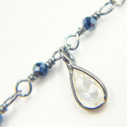 Coated Black Spinel & CZ Dangle Oxidized Wire Chain